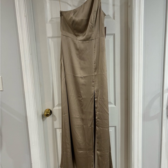 Birdy Grey Kira Neutral Champagne Matte Satin Gown - Picture 3 of 4